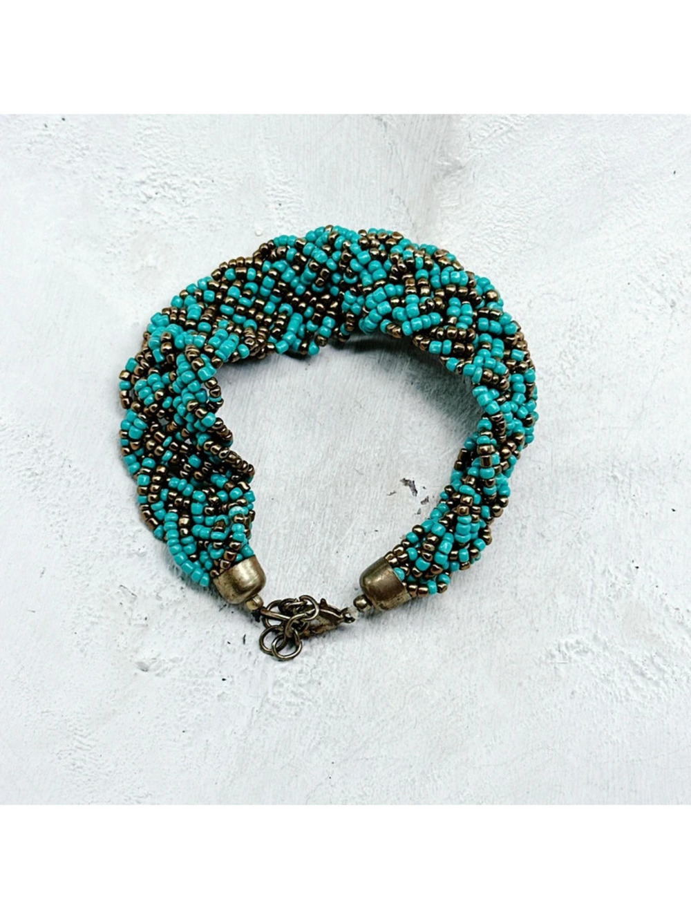 501mc. Bronze Turquoise Seed Bead Bracelet